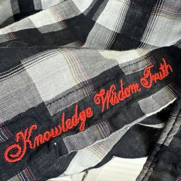 Robert Graham Miss Rumba Black Check Plaid Flip Contrast Cuff Shirt Size XL - Picture 10 of 11